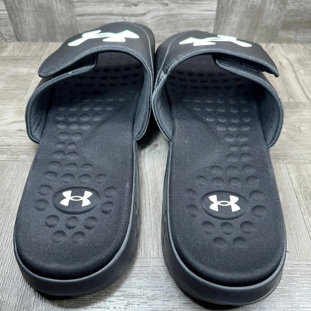 Under Armour Ignite VI Slides Mens 17 Black Memory Foam NEW 3026023-001